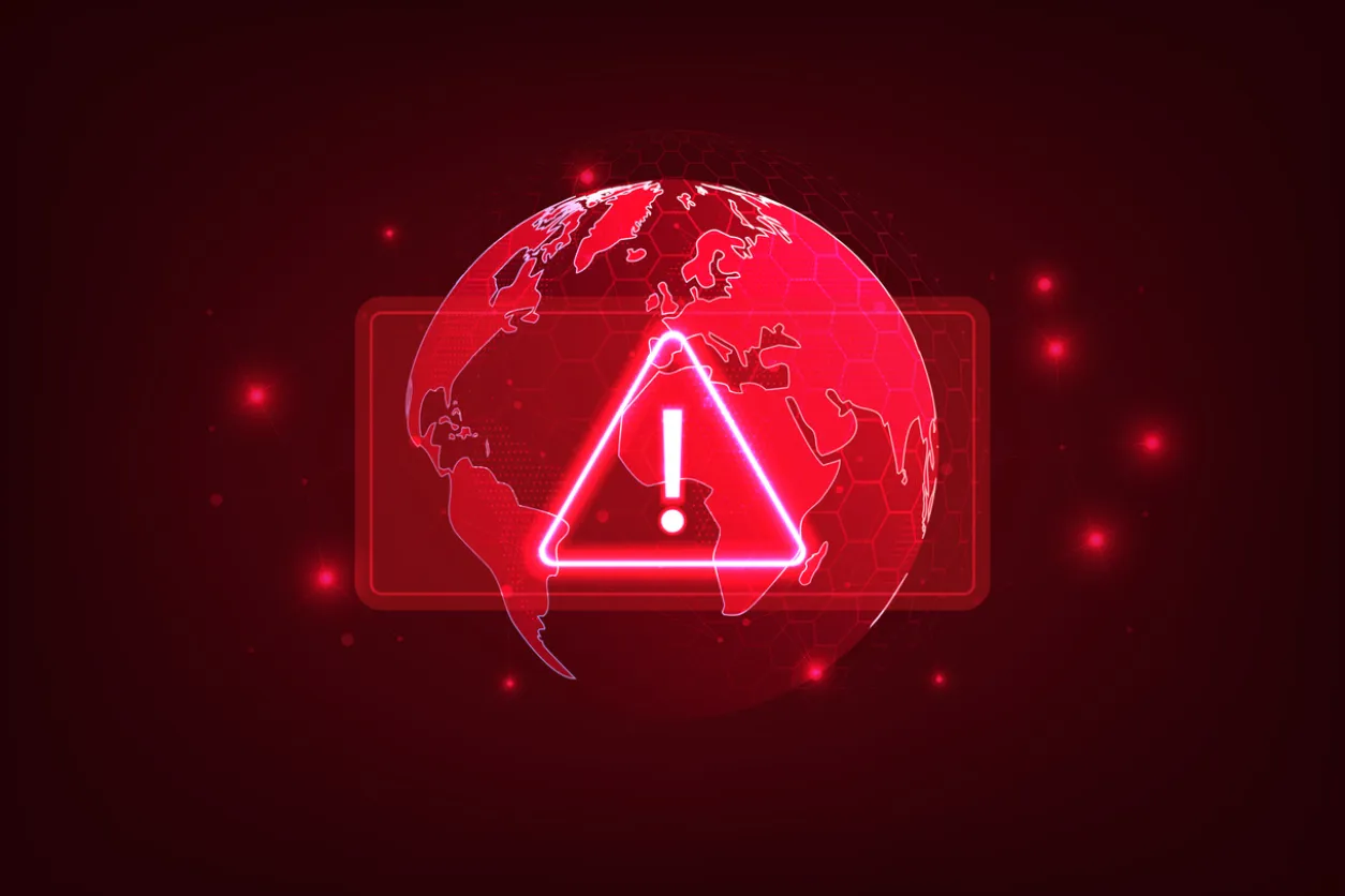 High tech all red image of the Earth